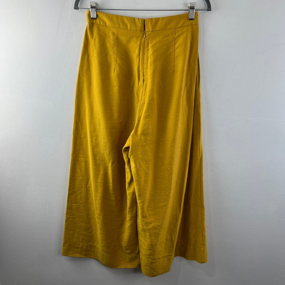 Sheike Yellow Palazzo Pants Pleated High-Rise Back Zip Casual Wide Leg Size 8 - Picture 6 of 9
